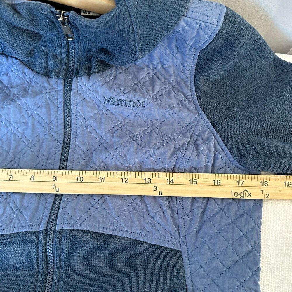Marmot Jacket Womens Medium Navy Coda Fleece Quilted Polartec Hooded Outdoor Ski - Picture 8 of 10